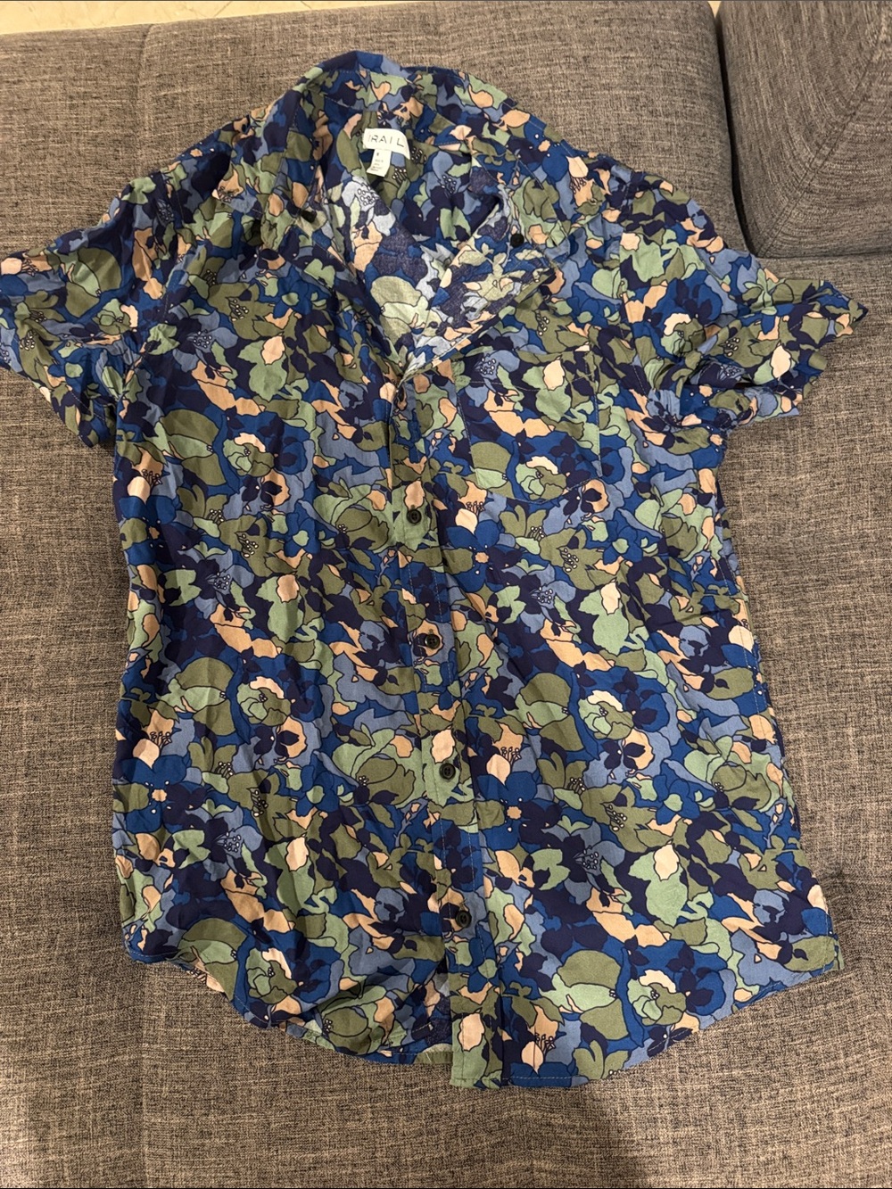 The Rail Blue Green Floral Button-Down Shirt- Medium